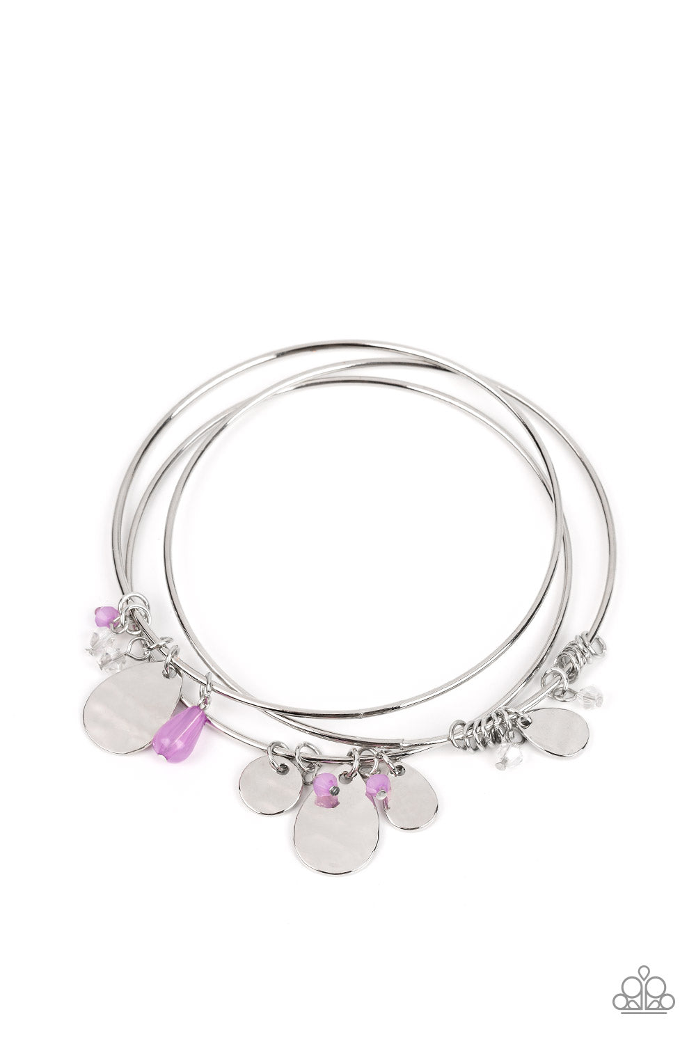 Paparazzi Accessories-Secret Paradise Purple Bangle Silver Disc Bracelet