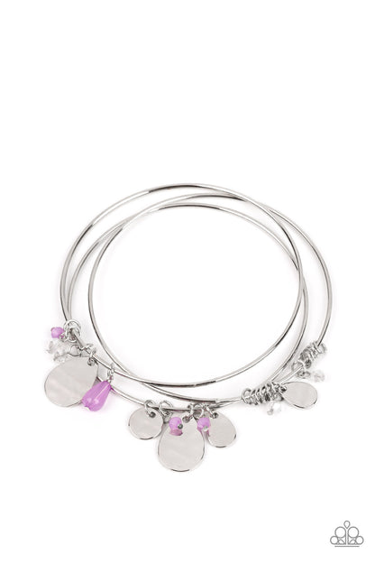 Paparazzi Accessories-Secret Paradise Purple Bangle Silver Disc Bracelet