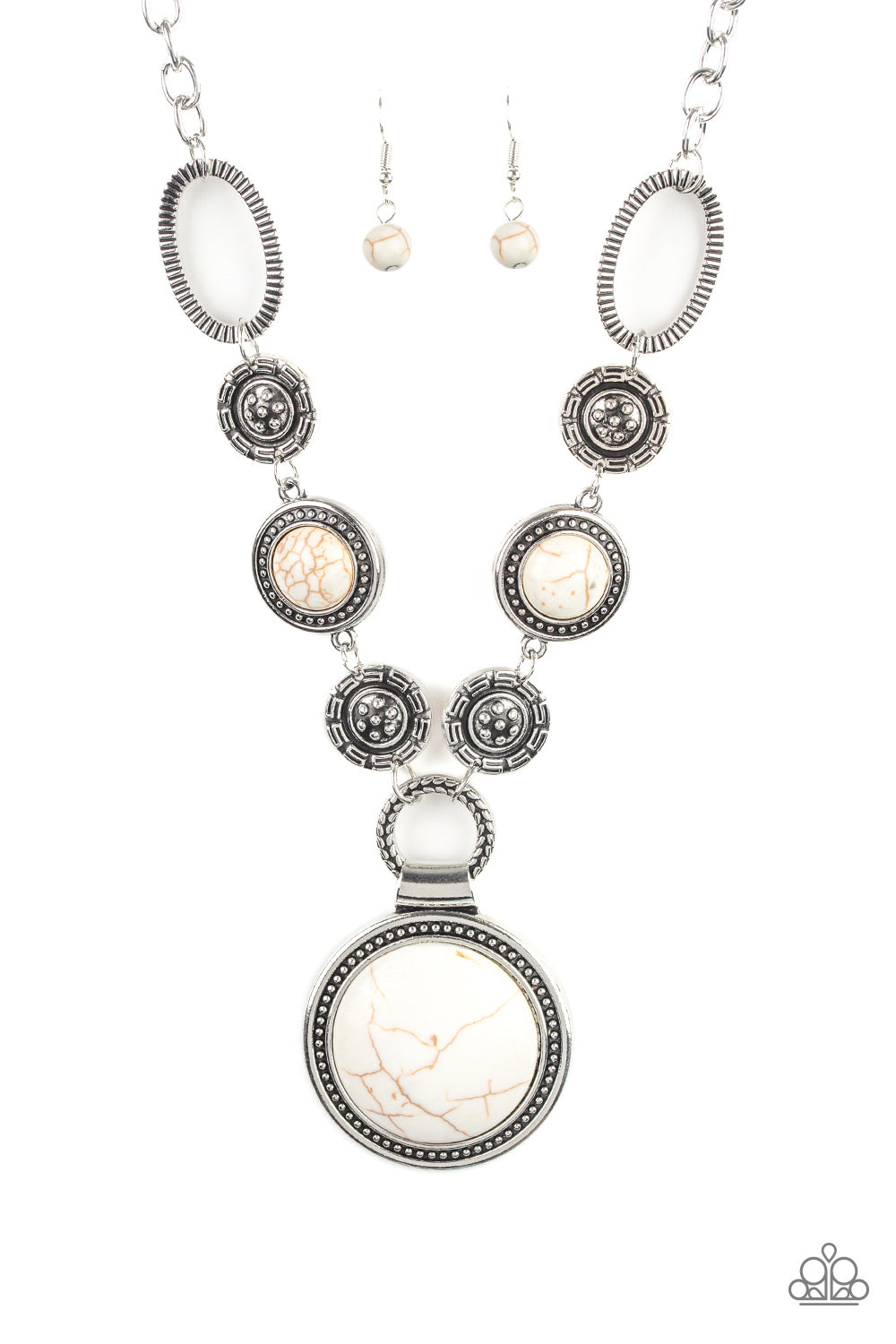 Paparazzi Accessories-Sedona Drama White Necklace Set