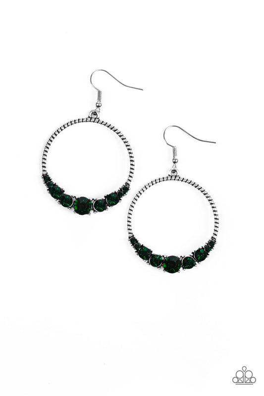 Paparazzi Accessories-Self-Made Millionaire Green Glittery Earrings