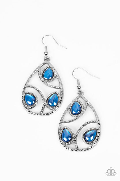 Paparazzi Accessories-Send The BRIGHT Message Blue Teardrop Bead Earrings