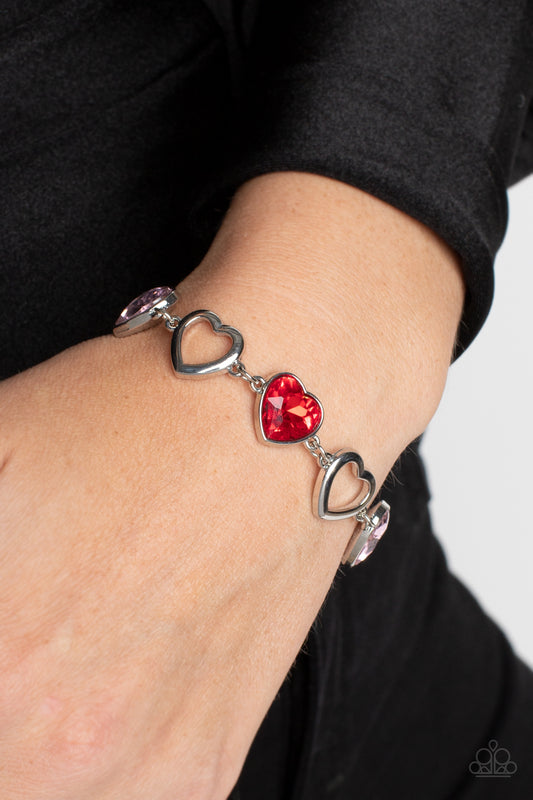 Paparazzi Accessories-Sentimental Sweethearts Multi Silhouette Heart Bracelet