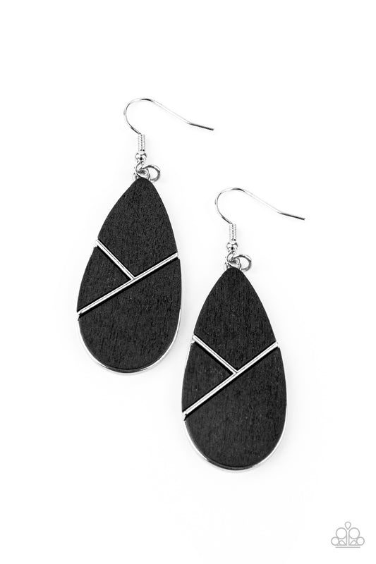 Paparazzi Accessories-Sequoia Forest Black Earrings