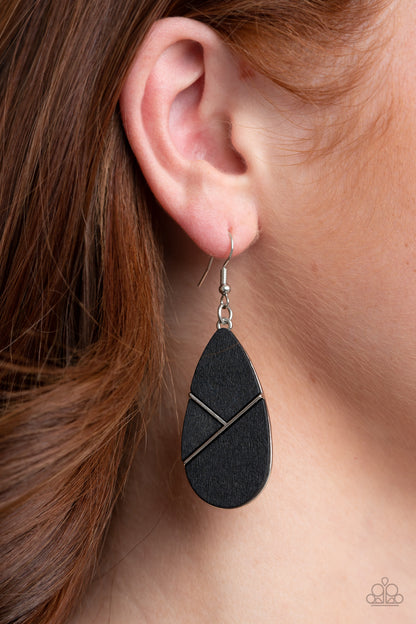 Paparazzi Accessories-Sequoia Forest Black Earrings