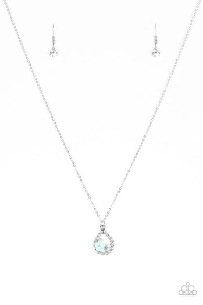 Paparazzi Accessories-Serene Spring Showers Blue Glittery Opal Necklace Set