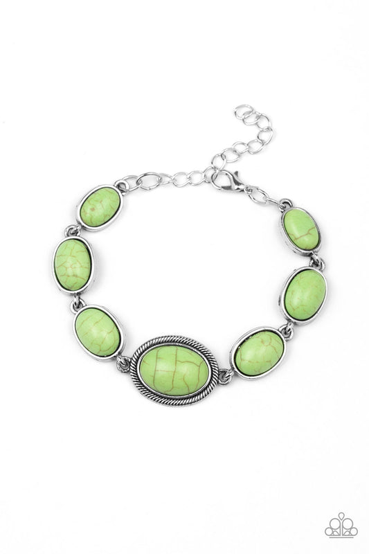 Paparazzi Accessories-Serene Stonework Green Bracelet