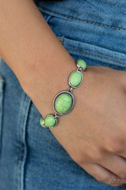 Paparazzi Accessories-Serene Stonework Green Bracelet