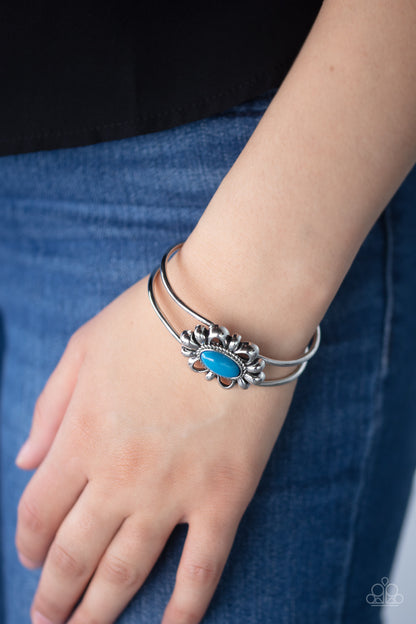 Paparazzi Accessories-Serene Succulent Blue Cuff Bracelet