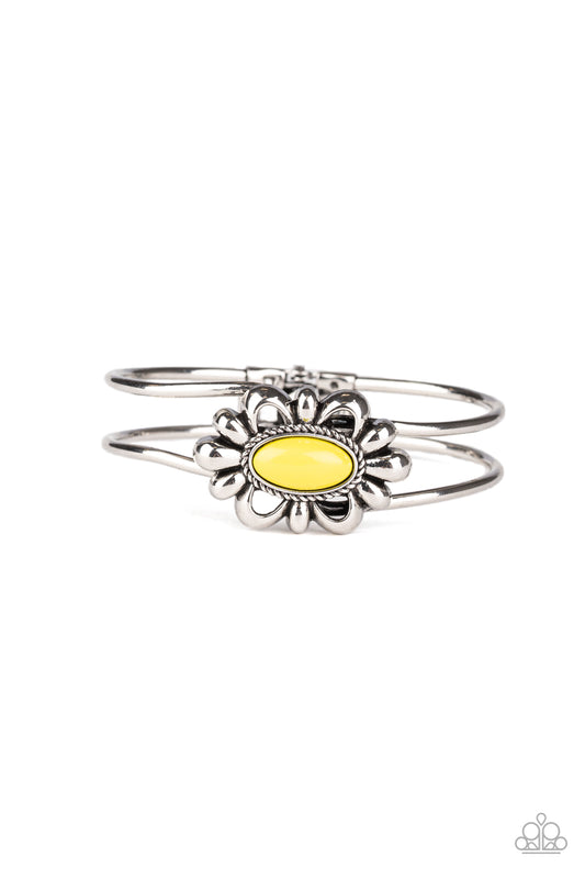 Paparazzi Accessories-Serene Succulent Yellow Cuff Bracelet