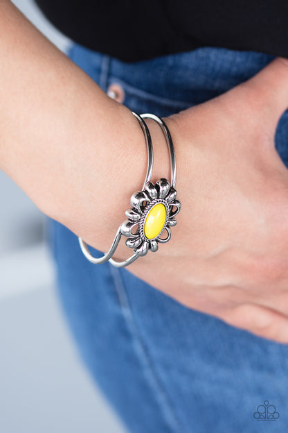 Paparazzi Accessories-Serene Succulent Yellow Cuff Bracelet