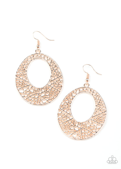 Paparazzi Accessories-Serenely Shattered Rose Gold Earrings