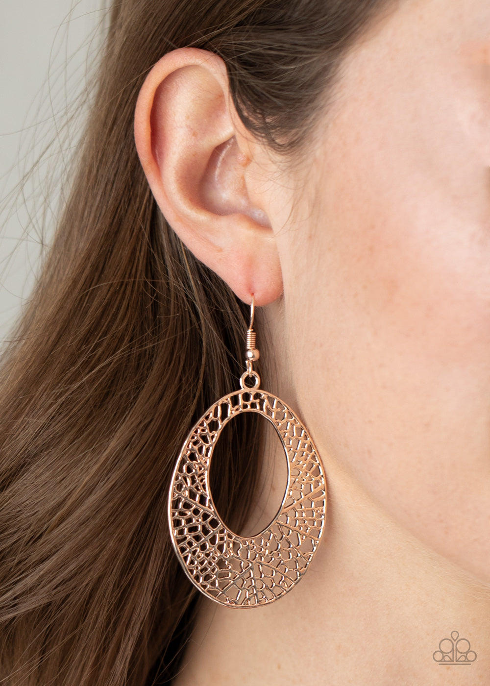 Paparazzi Accessories-Serenely Shattered Rose Gold Earrings