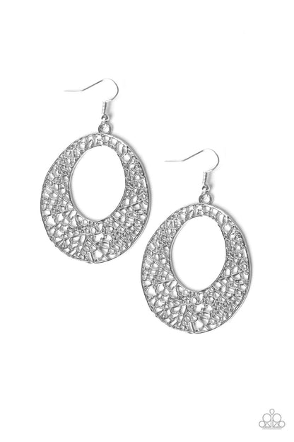 Paparazzi Accessories-Serenely Shattered Silver Earrings