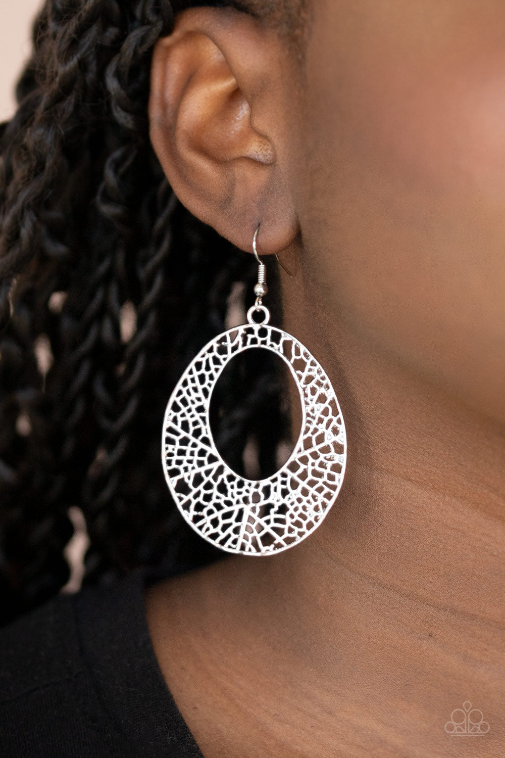 Paparazzi Accessories-Serenely Shattered Silver Earrings