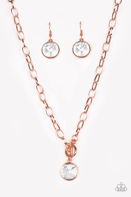 Paparazzi Accessories-She Sparkles On Copper Necklace Set