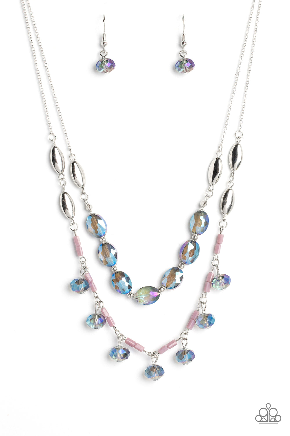 Paparazzi Accessories-Sheen Season Blue Dainty UV Bead Necklace Set