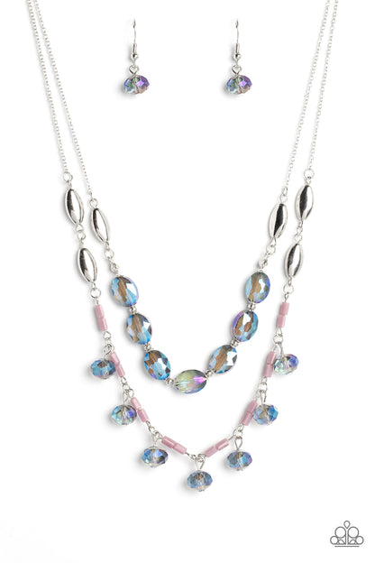 Paparazzi Accessories-Sheen Season Blue Dainty UV Bead Necklace Set