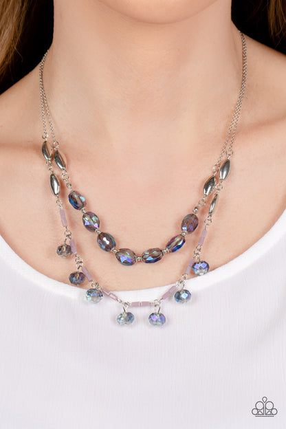 Paparazzi Accessories-Sheen Season Blue Dainty UV Bead Necklace Set