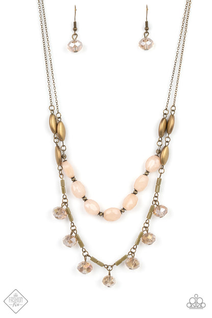 Paparazzi Accessories-Sheen Season Brass Glassy Bead 2022 FF Necklace Set