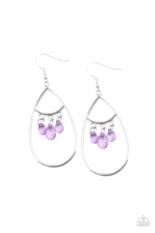 Paparazzi Accessories-Shimmer Advisory Purple Teardrop Earrings