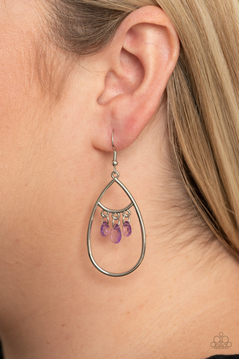 Paparazzi Accessories-Shimmer Advisory Purple Teardrop Earrings