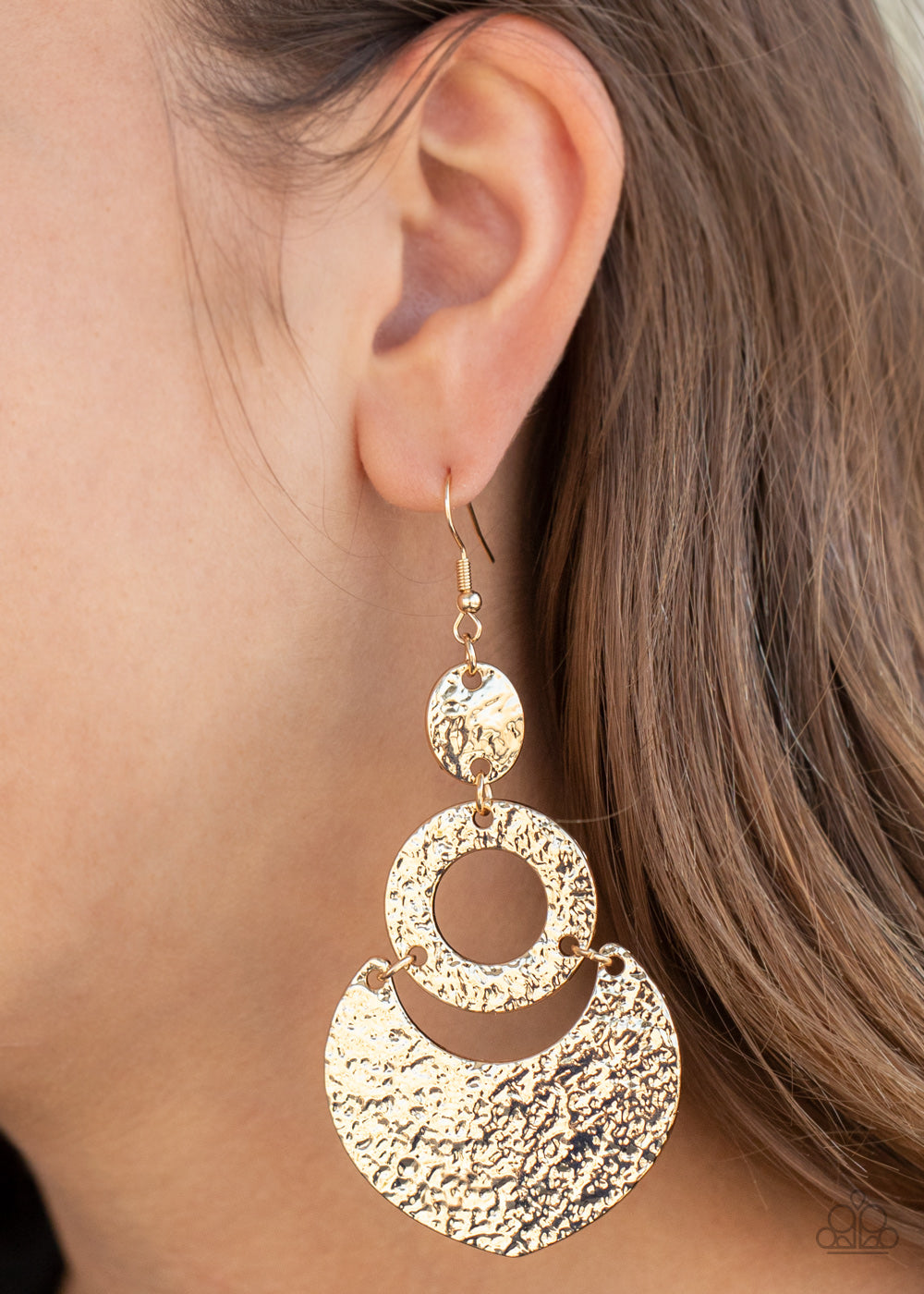 Paparazzi Accessories-Shimmer Suite Gold Earrings