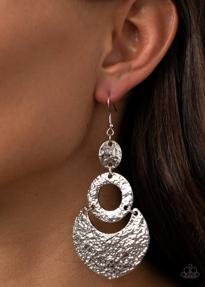 Paparazzi Accessories-Shimmer Suite Silver Earrings