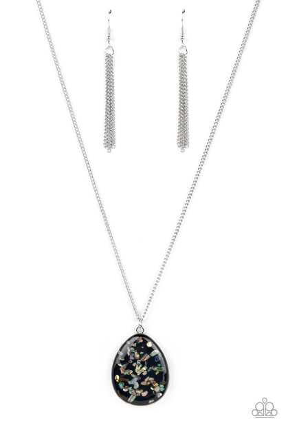 Paparazzi Accessories-Shimmering Seafloors Black Iridescence Necklace Set