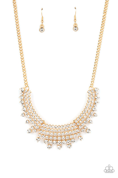Paparazzi Accessories-Shimmering Song Gold Sparkling LOTP Necklace Set