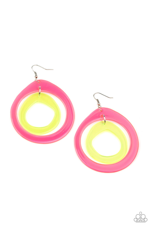 Paparazzi Accessories-Show Your True NEONS Multi Acrylic Hoop Earrings