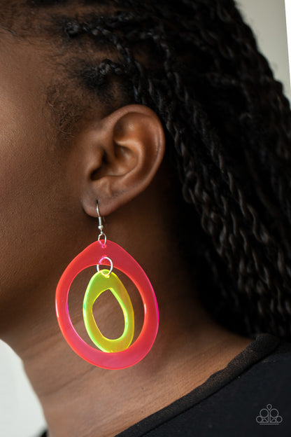 Paparazzi Accessories-Show Your True NEONS Multi Acrylic Hoop Earrings