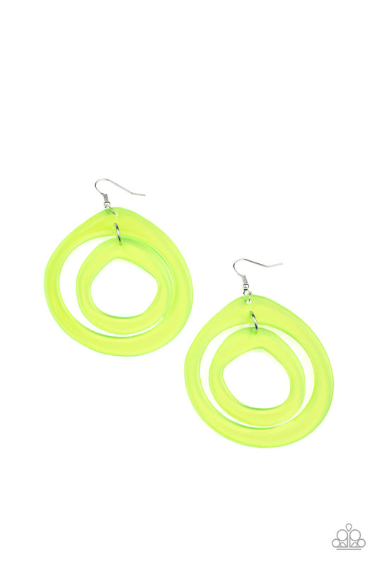 Paparazzi Accessories-Show Your True NEONS Yellow Earrings