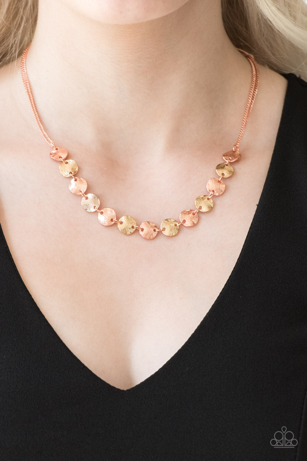 Paparazzi Accessories-Simple Sheen Copper Necklace Set