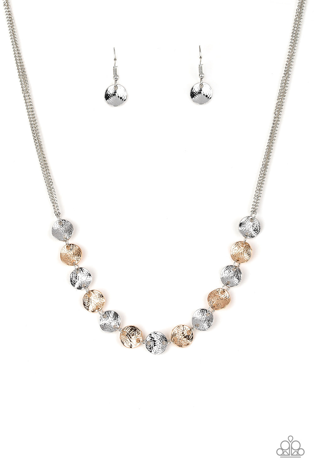 Paparazzi Accessories-Simple Sheen Silver/Gold Necklace Set