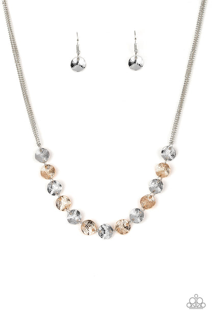 Paparazzi Accessories-Simple Sheen Silver/Gold Necklace Set