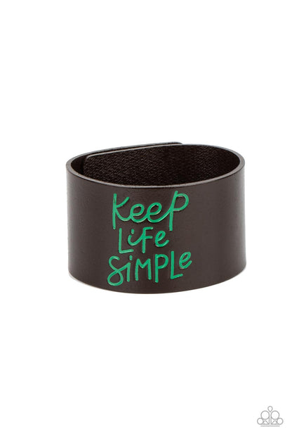 Paparazzi Accessories-Simply Stunning Green "Keep Life Simple" Wrap Bracelet