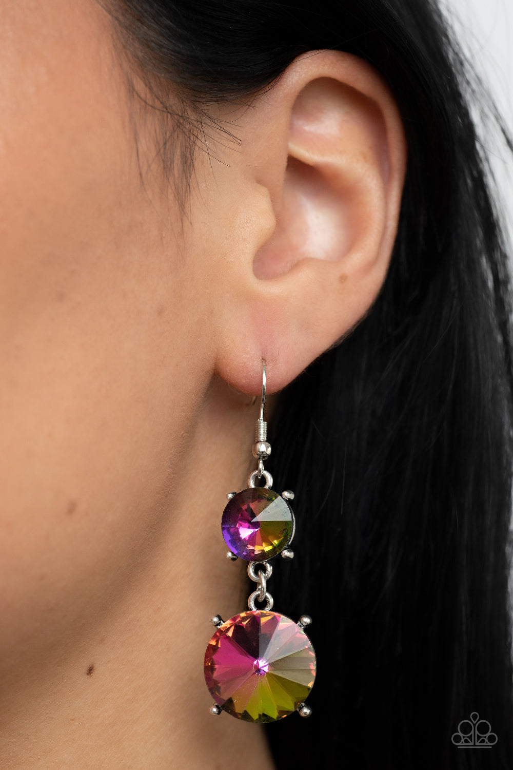 Paparazzi Accessories-Sizzling Showcase Oversize Dripping Oil Spill Earrings