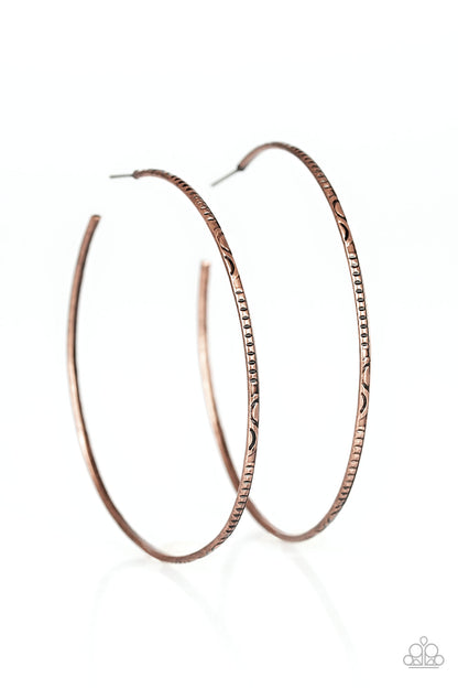 Paparazzi Accessories-Sleek Fleek Copper Earrings