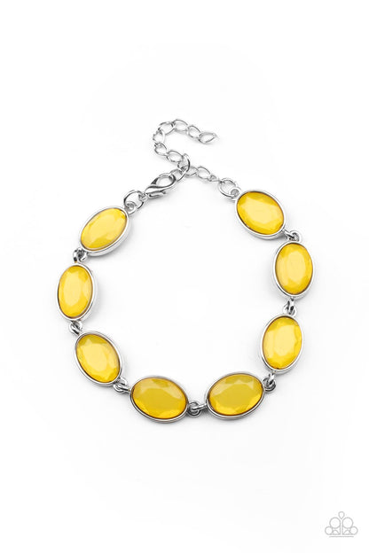 Paparazzi Accessories-Smooth Move Illuminating Yellow Oval Gem Bracelet