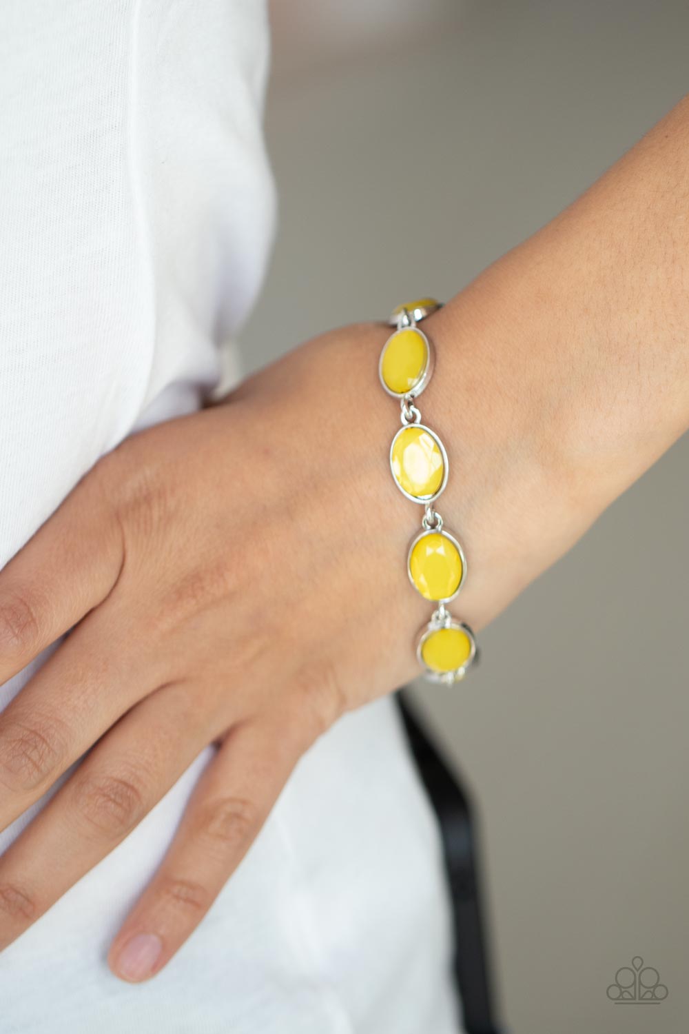 Paparazzi Accessories-Smooth Move Illuminating Yellow Oval Gem Bracelet