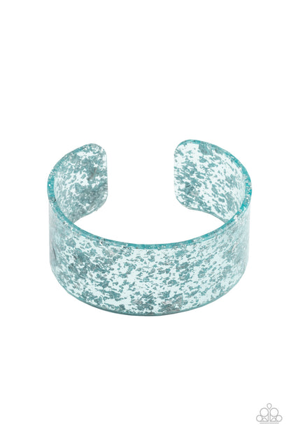 Paparazzi Accessories-Snap, Crackle, Pop! Blue Acrylic Cuff Bracelet