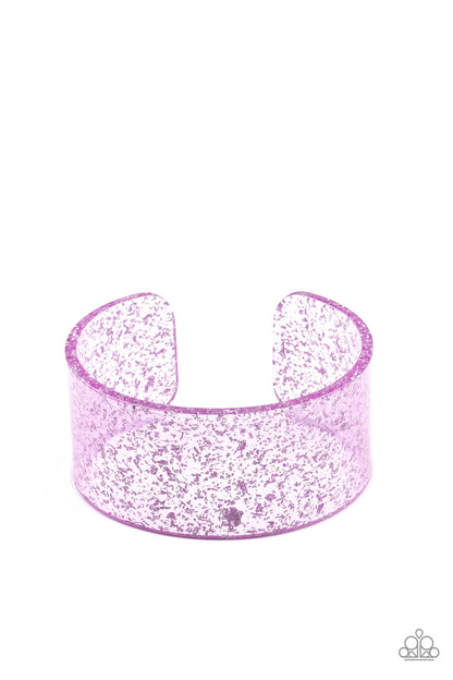 Paparazzi Accessories-Snap, Crackle, Pop! purple Acrylic Cuff Bracelet