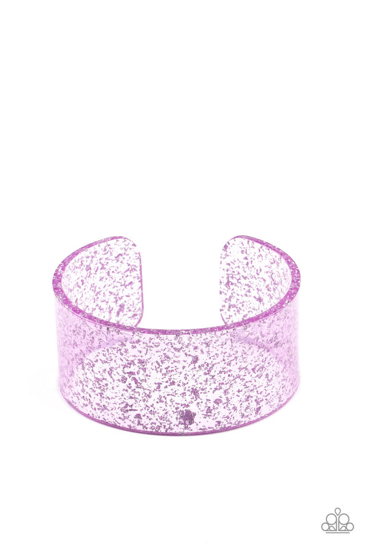 Paparazzi Accessories-Snap, Crackle, Pop! purple Acrylic Cuff Bracelet