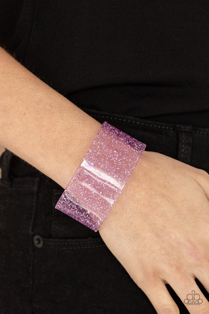 Paparazzi Accessories-Snap, Crackle, Pop! purple Acrylic Cuff Bracelet