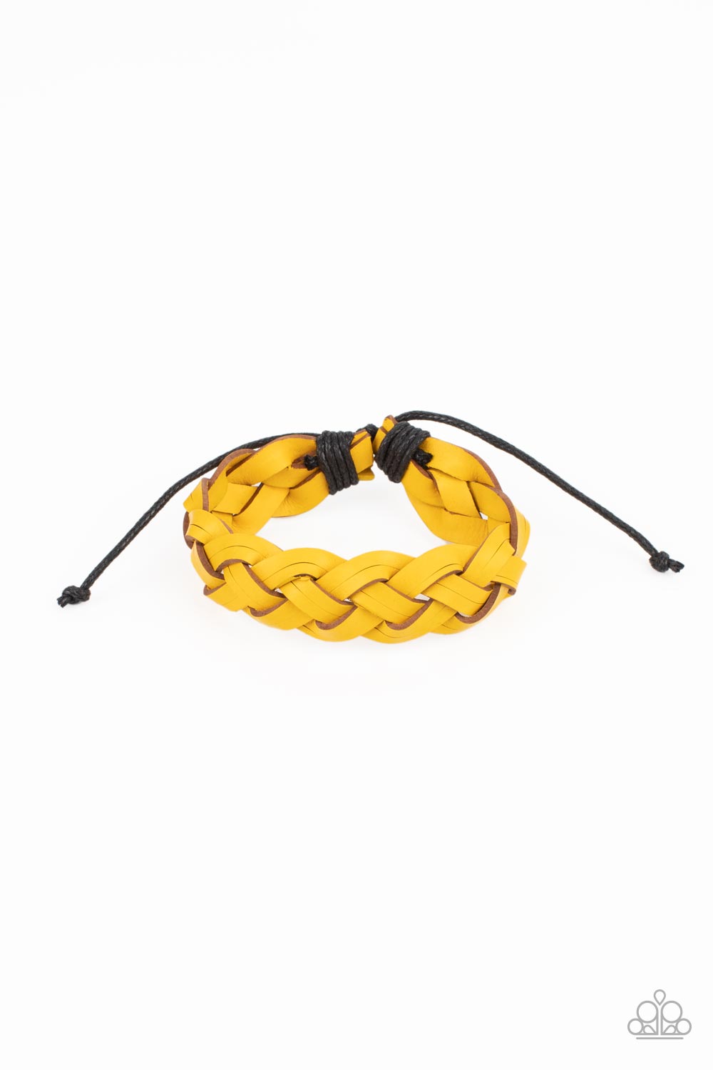 Paparazzi Accessories-SoCal Summer Yellow Braided Leather Bracelet