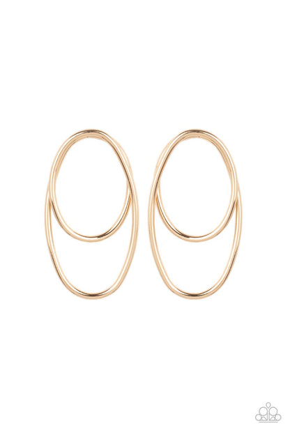 Paparazzi Accessories-So OVAL Dramatic Gold Wire Earrings