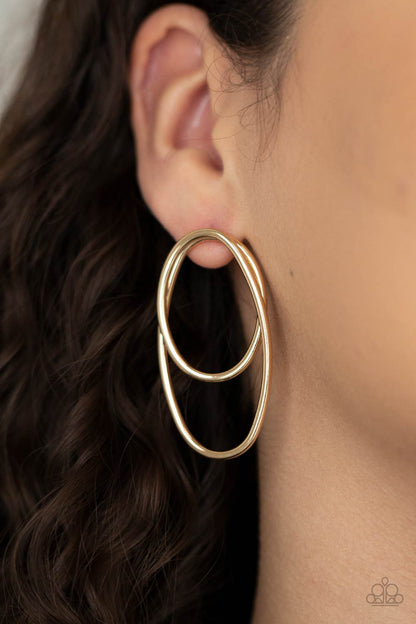 Paparazzi Accessories-So OVAL Dramatic Gold Wire Earrings