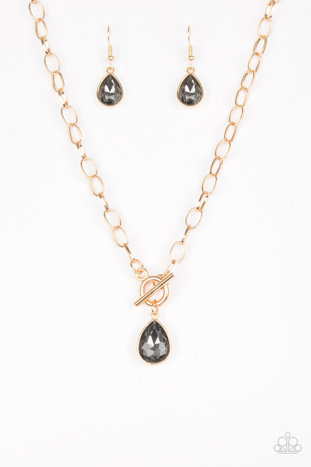 Paparazzi Accessories-So Sorority Smoky Gem Necklace Set