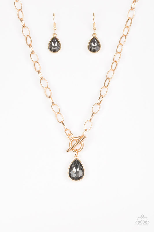 Paparazzi Accessories-So Sorority Smoky Gem Necklace Set