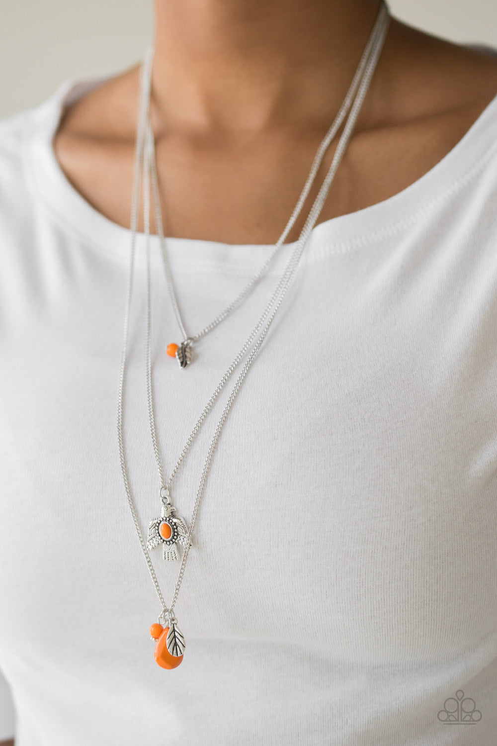 Paparazzi Accessories-Soar With The Eagles Orange Necklace Set